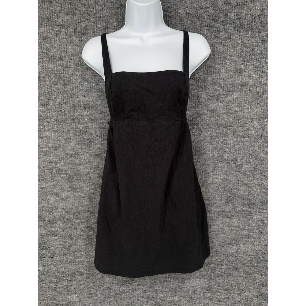 Free People‎ Dress Womens Small Black Mini Square Neck Strappy Cotton Sundress